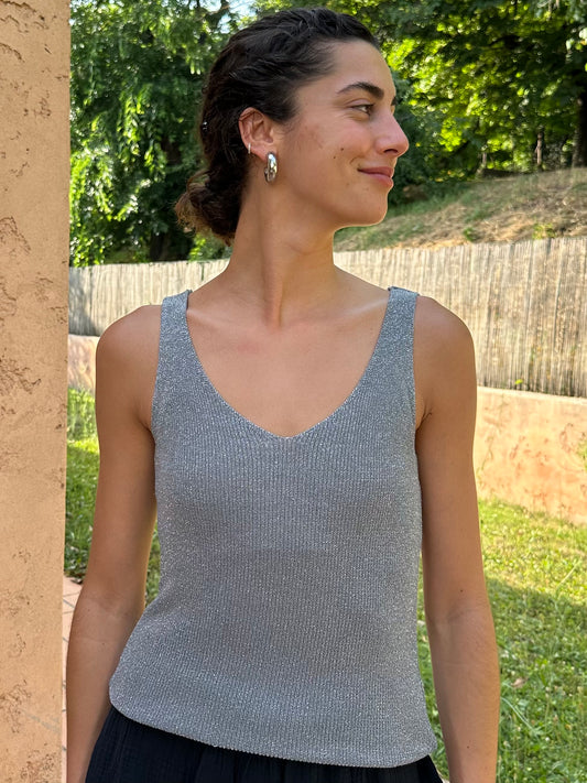 Haut Brillant Gris foncé (bretelle épaisse)