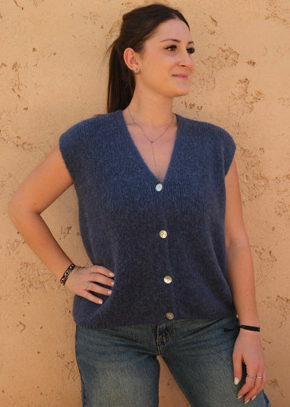Pull sans manche Bleu