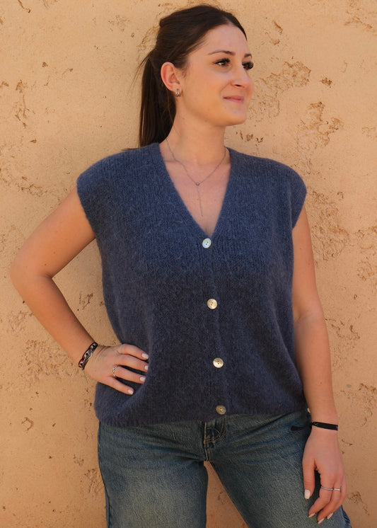 Pull sans manche Bleu