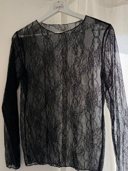 Haut transparent dentelle Noir