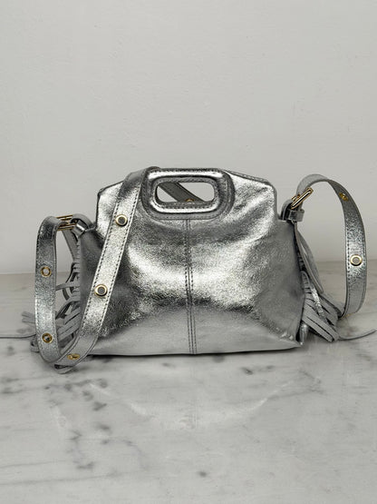 Sac cuir Argenté clair frange