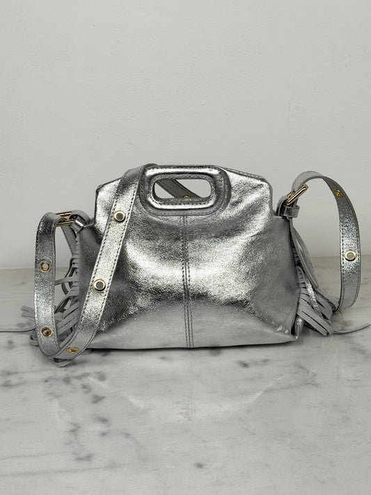 Sac cuir Argenté clair frange