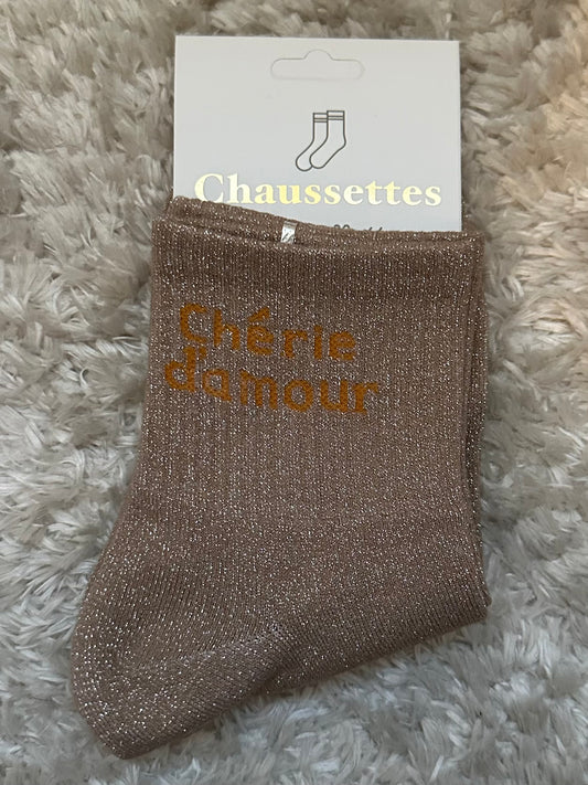 Chaussette « Chérie d’amour » brillante