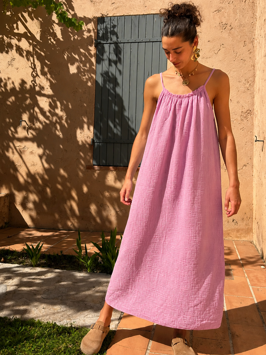 Robe Rose pastel gaze de coton (PRÉCOMMANDE)
