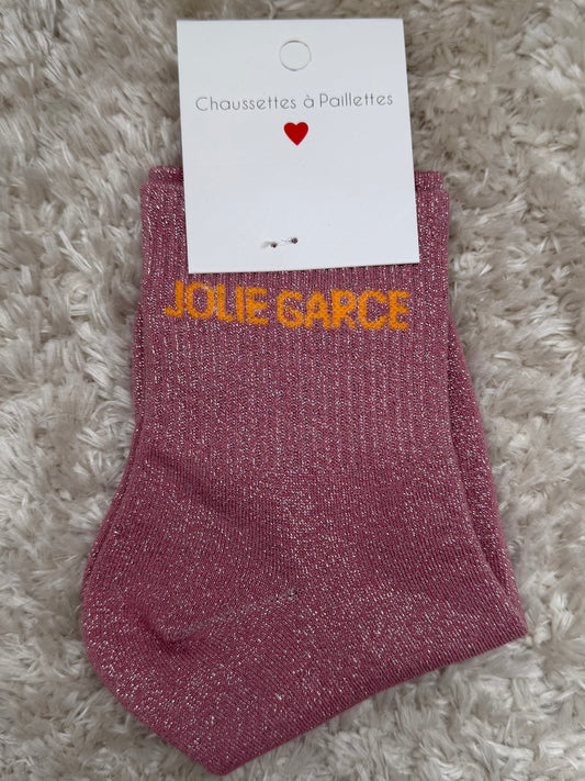 Chaussette « Jolie garce » brillante