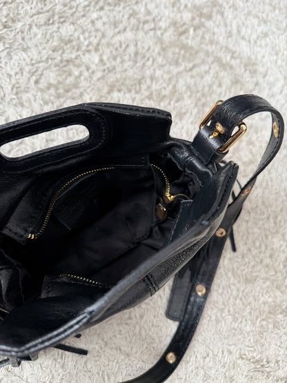 Sac cuir Noir frange