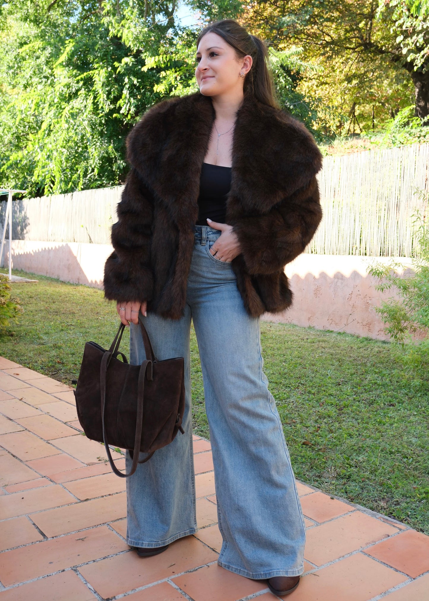 Sac daim cuir Chocolat