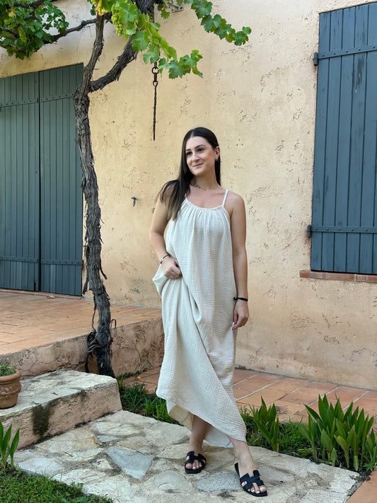 Robe Beige gaze de coton
