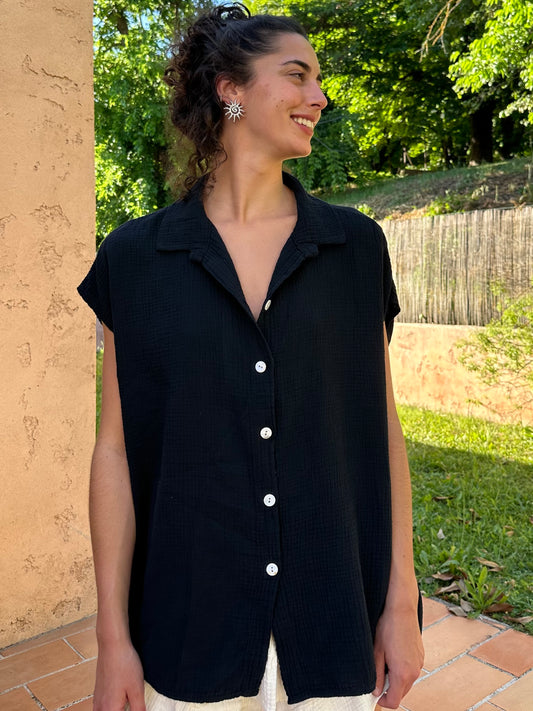 Chemise gaze de coton Noire