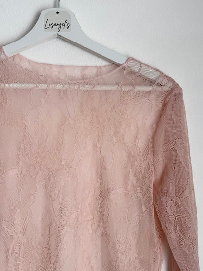 Haut transparent dentelle Rose