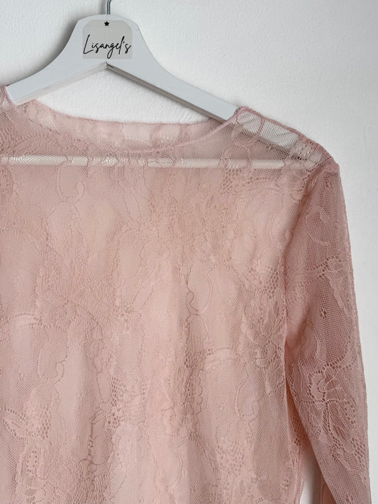 Haut transparent dentelle Rose