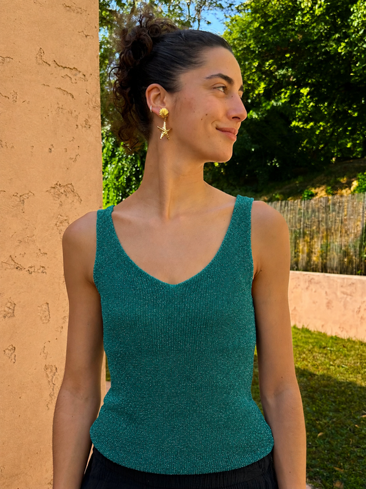Haut Brillant Vert canard (bretelle épaisse)