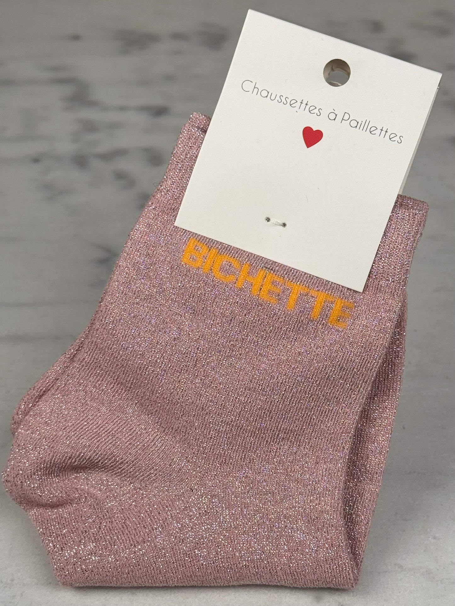 Chaussette « Bichette » rose pastel