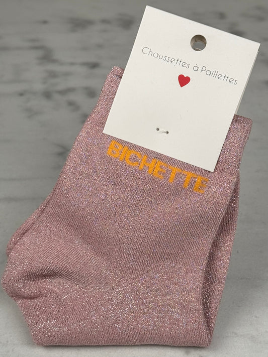 Chaussette « Bichette » rose pastel