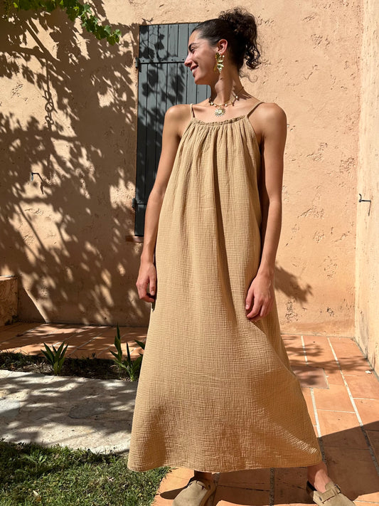 Robe Camel gaze de coton