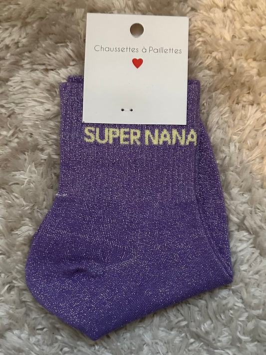 Chaussette « Super nana » brillante