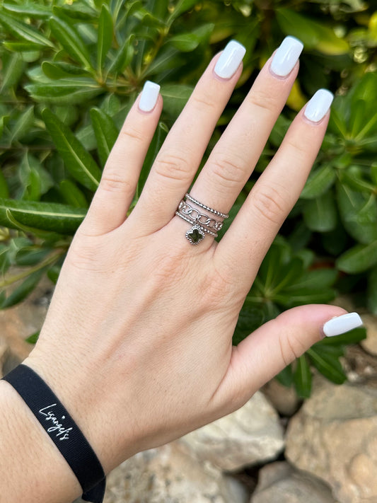Bague Trèfle argenté