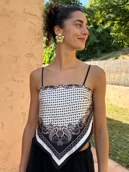 Top soie Noir