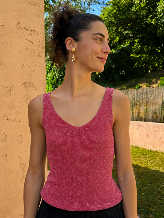 Haut Brillant Rose saumon (bretelle épaisse)