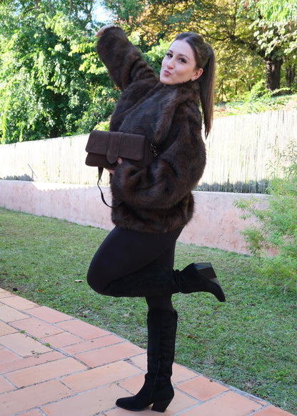 Sac cuir daim Chocolat