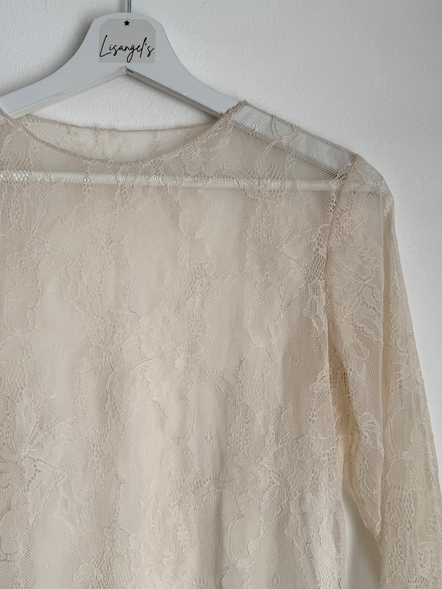 Haut transparent dentelle Écru