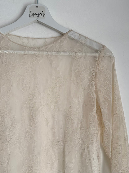 Haut transparent dentelle Écru
