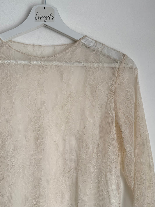 Haut transparent dentelle Écru