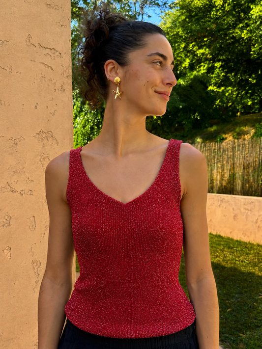 Haut Brillant Rouge (bretelle épaisse)
