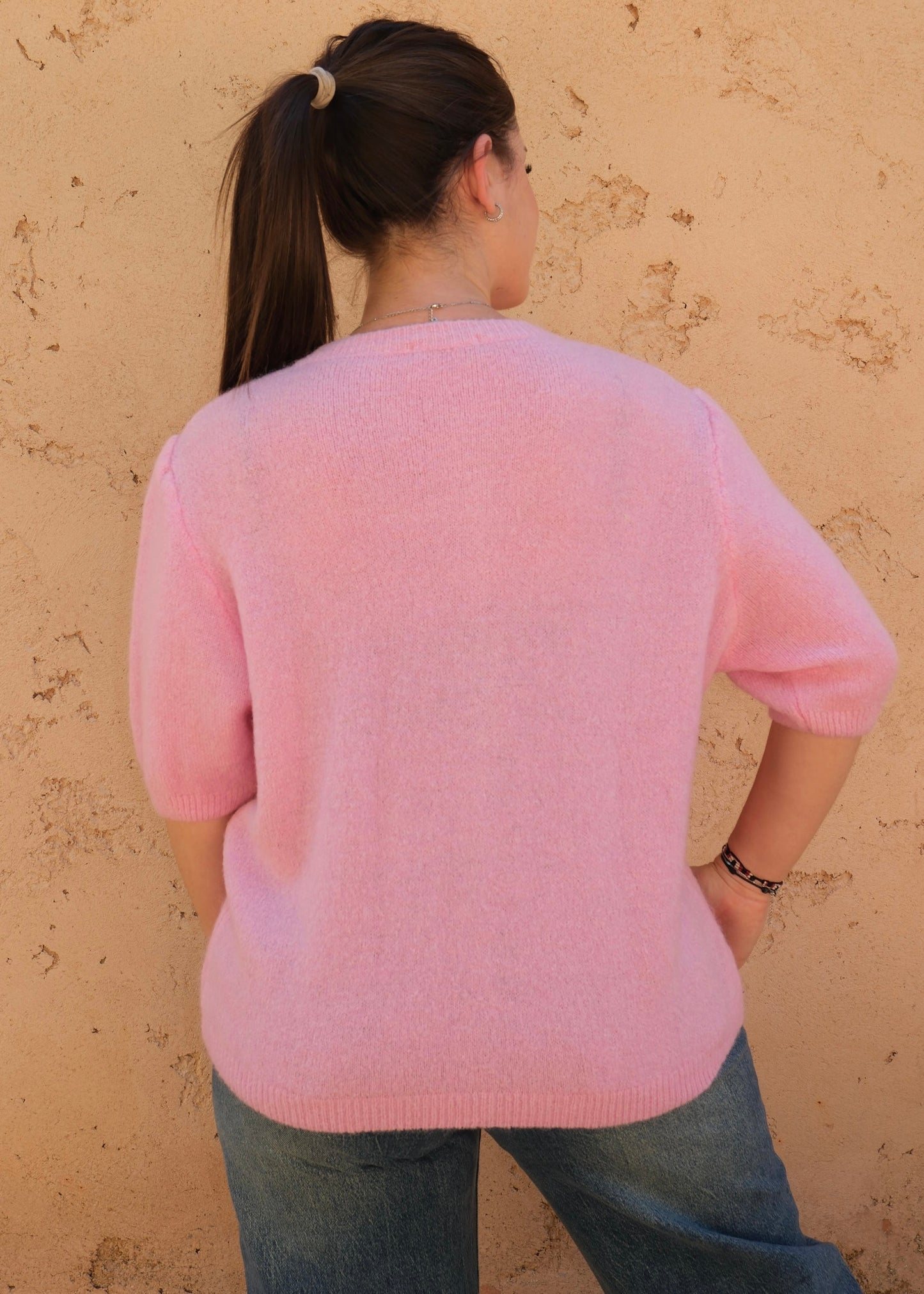 Pull manches courtes Rose