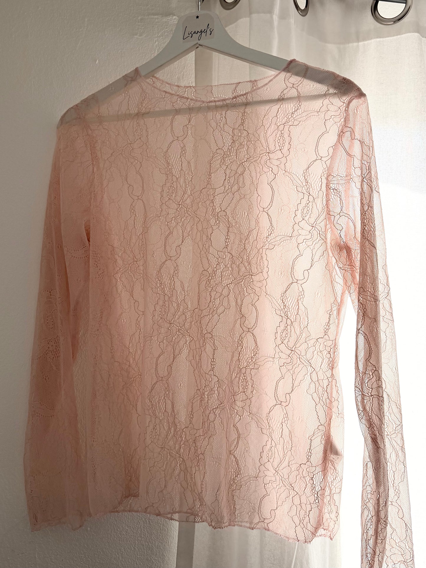 Haut transparent dentelle Rose
