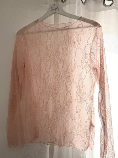 Haut transparent dentelle Rose