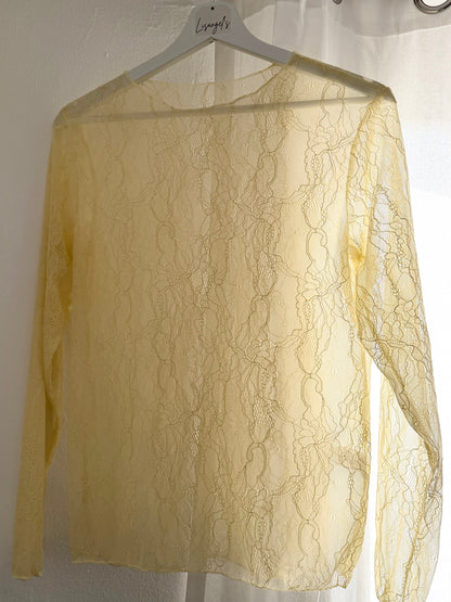 Haut transparent dentelle Jaune