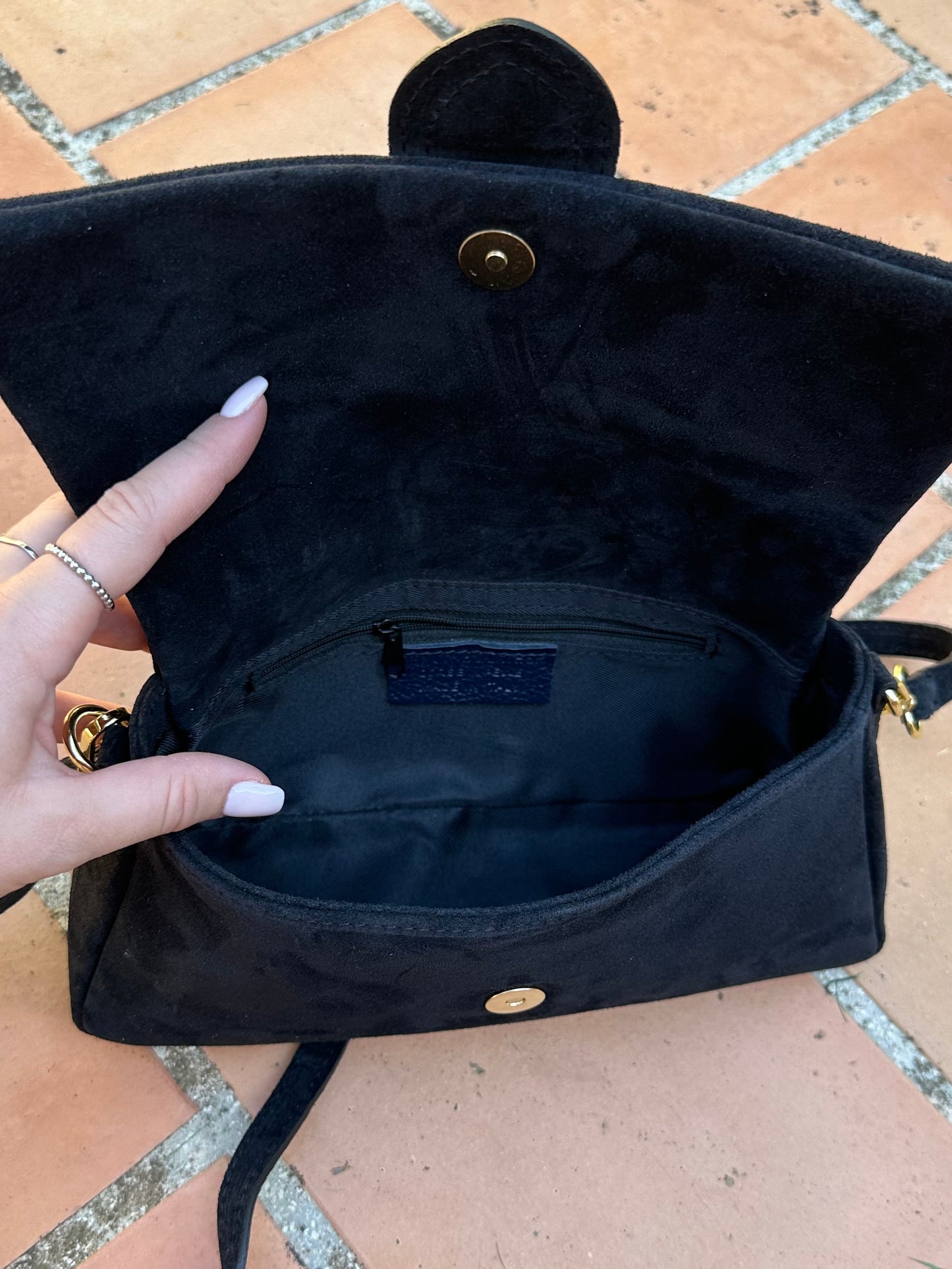 Sac cuir daim noire