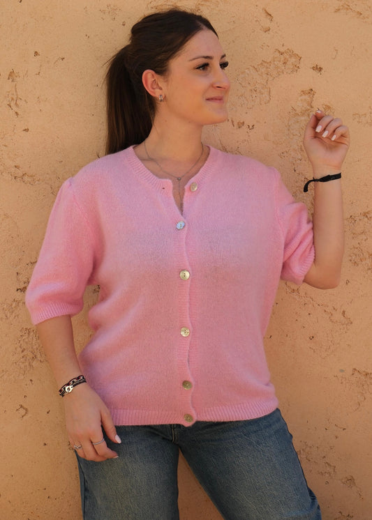 Pull manches courtes Rose