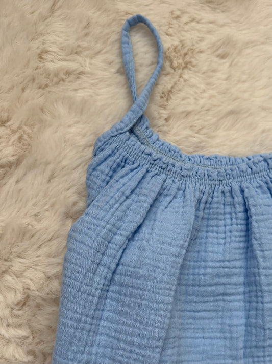 Robe Bleue pastel gaze de coton