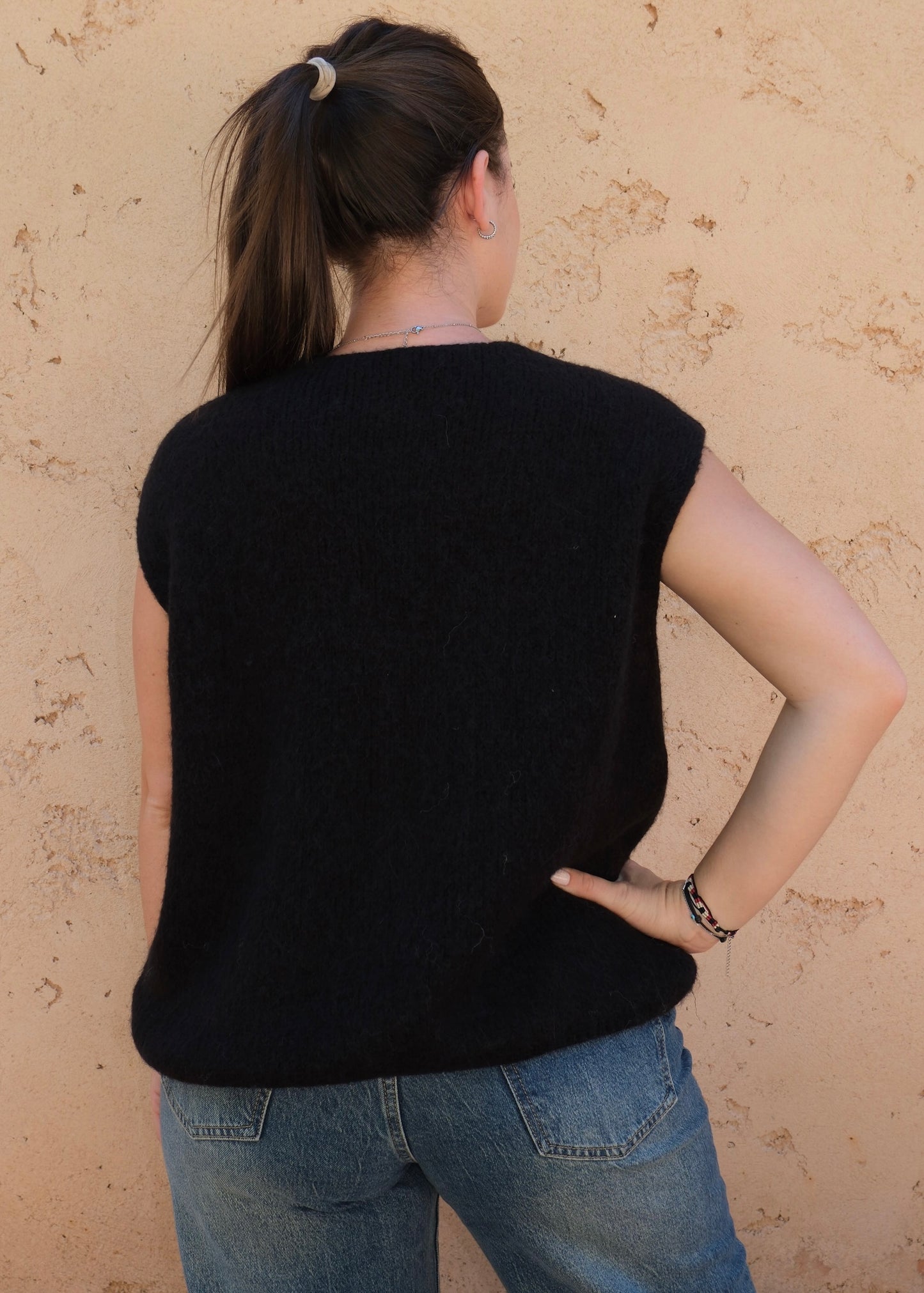 Pull sans manche Noir