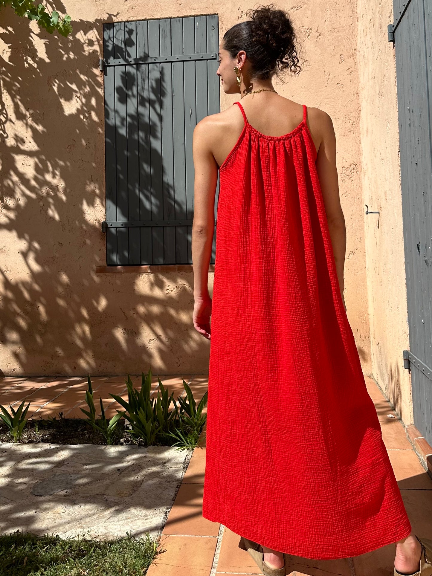 Robe Rouge gaze de coton