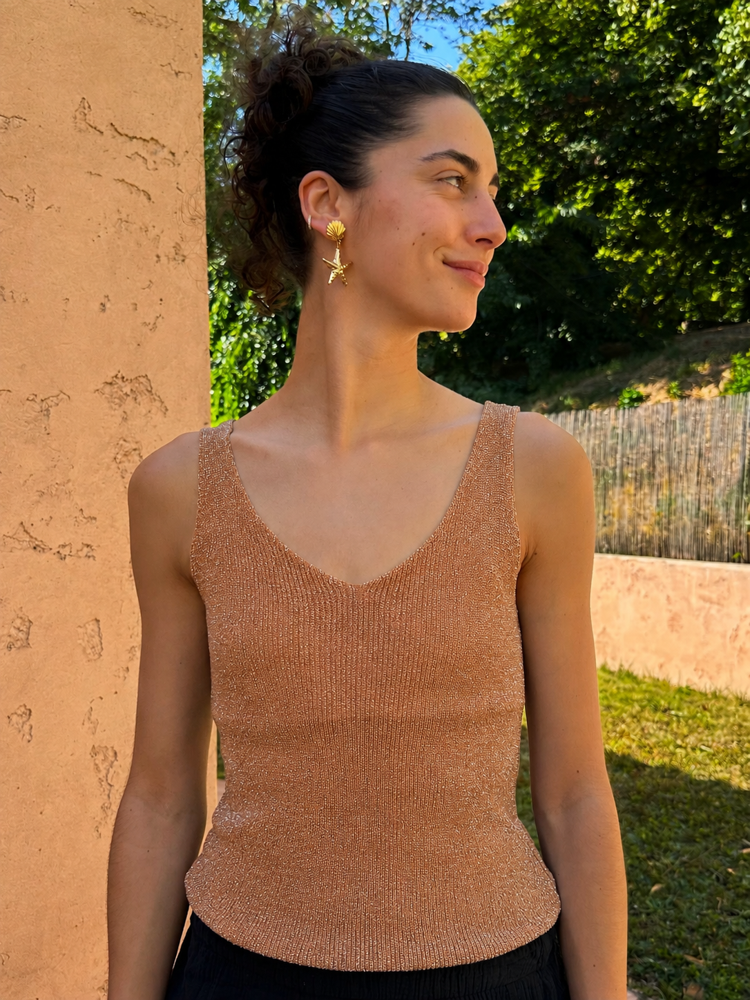 Haut Brillant Pêche (bretelle épaisse)