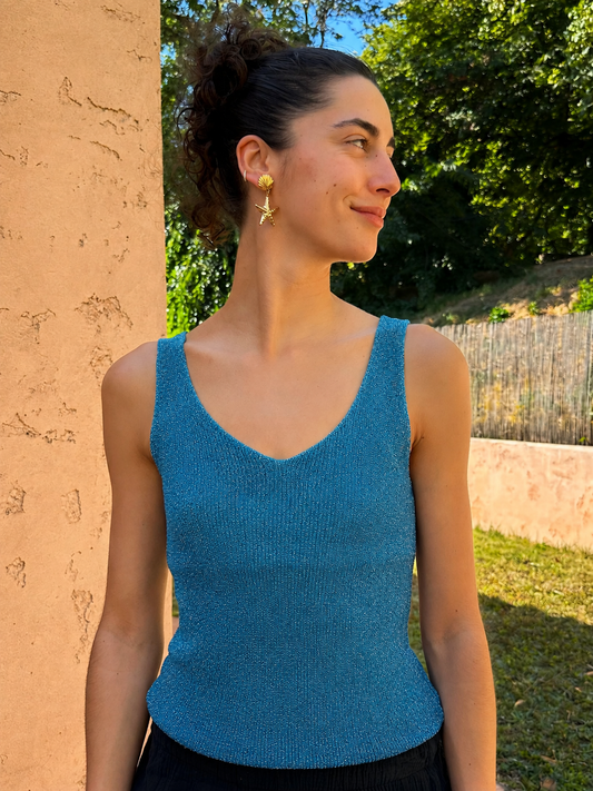 Haut Brillant Bleu indigo (bretelle épaisse)