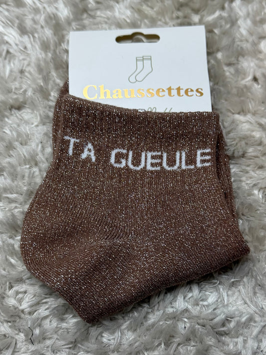 Chaussette « Ta gueule » brillante