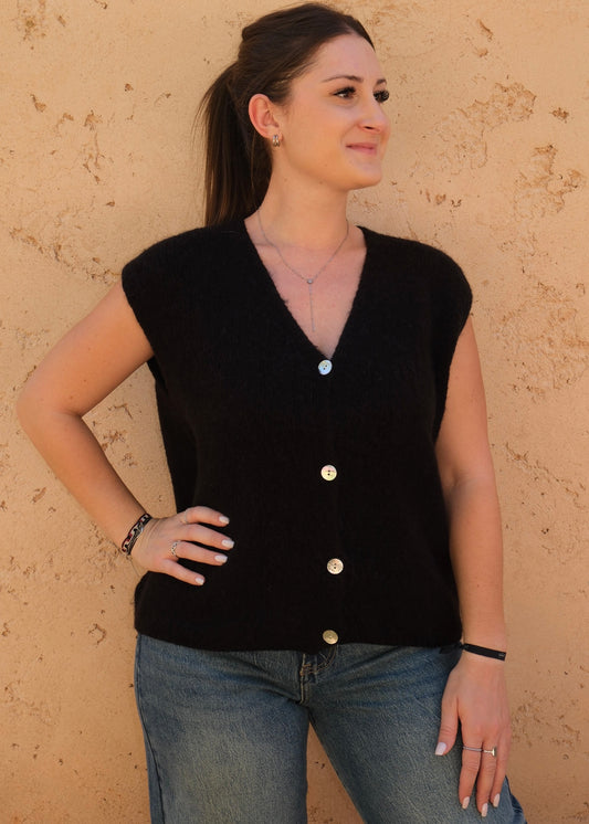 Pull sans manche Noir