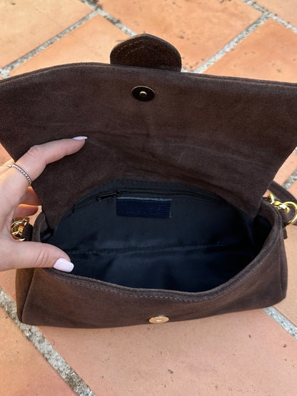 Sac cuir daim Chocolat