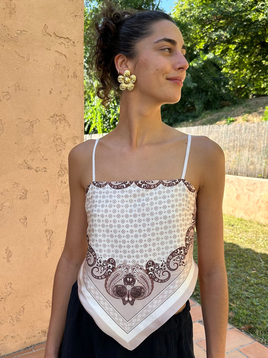 Top soie Beige