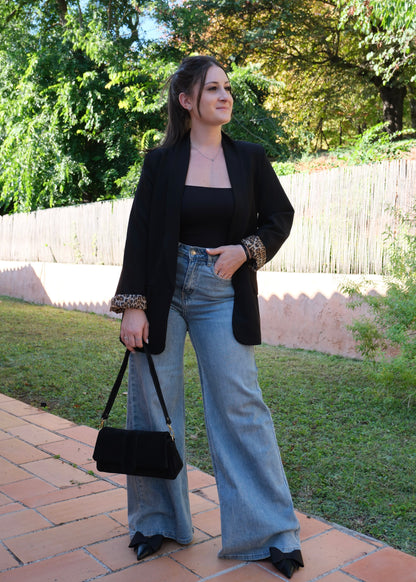 Sac cuir daim noire
