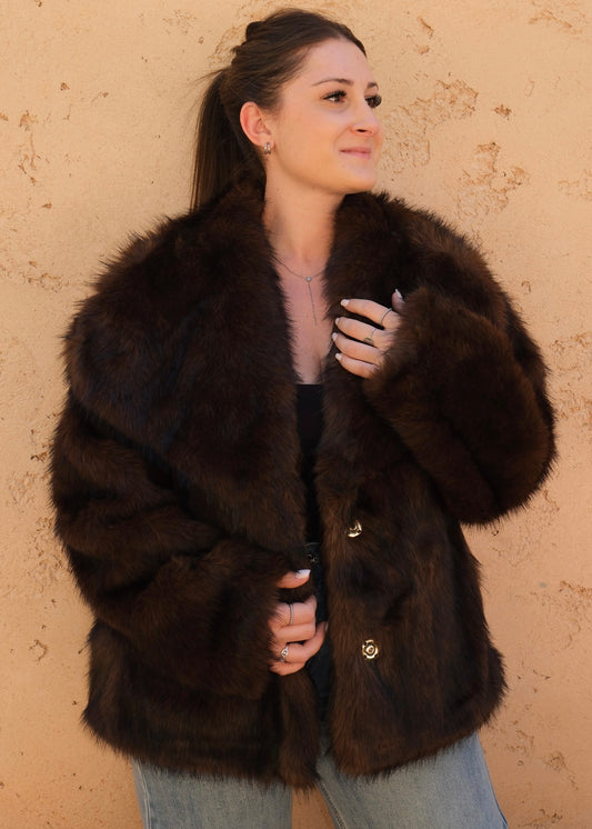 Veste moumoute Marron