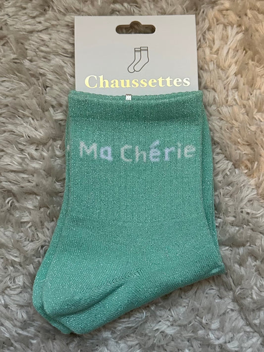 Chaussette « Ma chérie » brillante