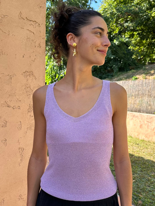Haut Brillant Violet clair (bretelle épaisse)