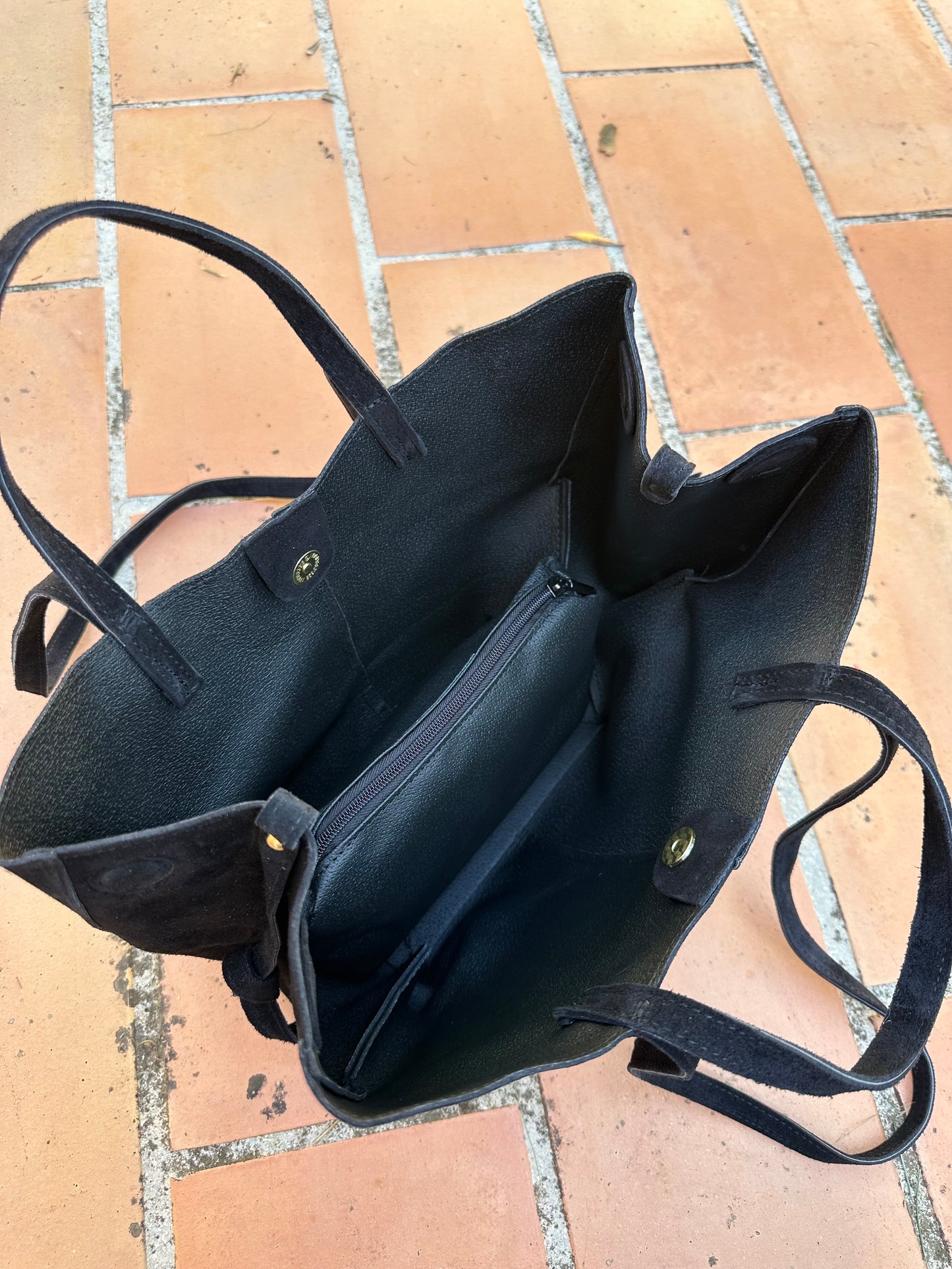 Sac daim cuir Noir