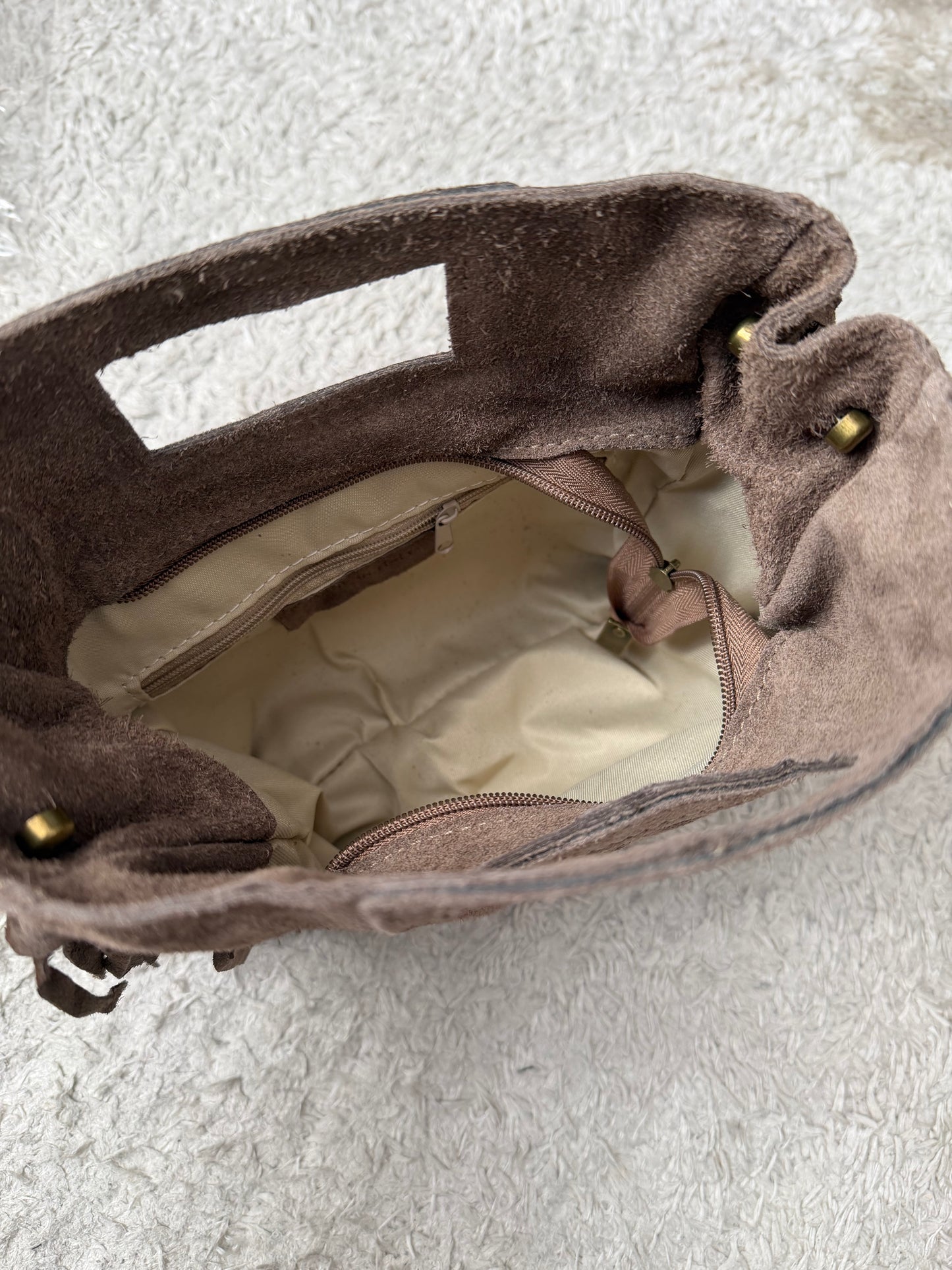 Sac Cuir Daim Taupe