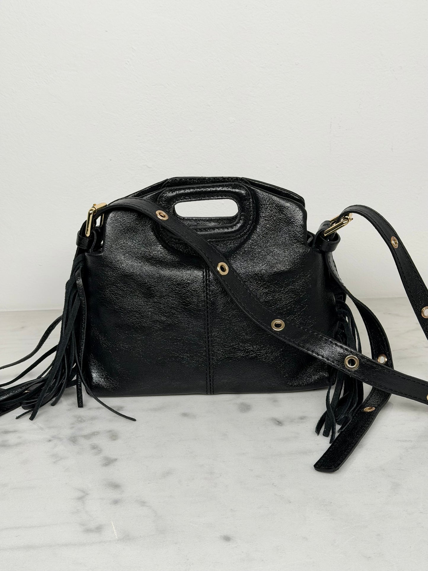 Sac cuir Noir frange